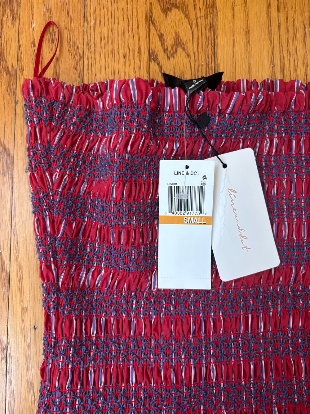 Line & Dot Red and Pink Smocked Strapless Maxi - NWT - Picture 4 of 4